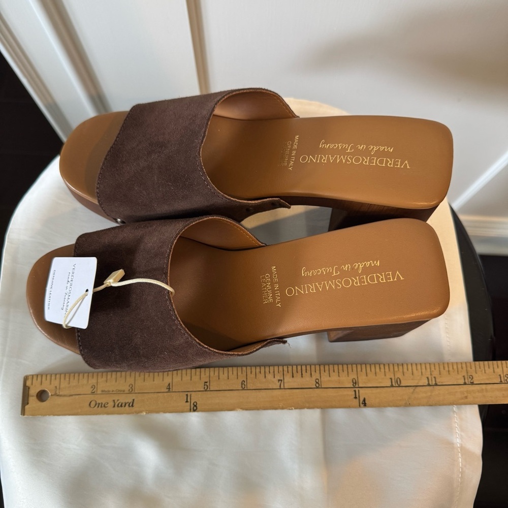 Italian Suede Genuine Leather Sandals Brown EU 41/US 9.5 NWT VERDEROSMARINO NEW - Picture 7 of 13